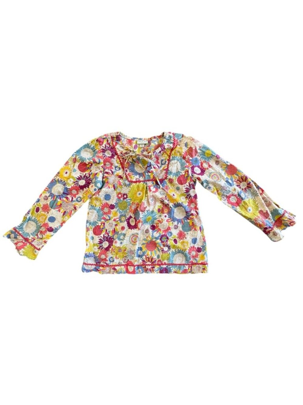Girls Sunflower Ric Rac Papo dAnjo Tunic Blouse 100% Cotton Size 8